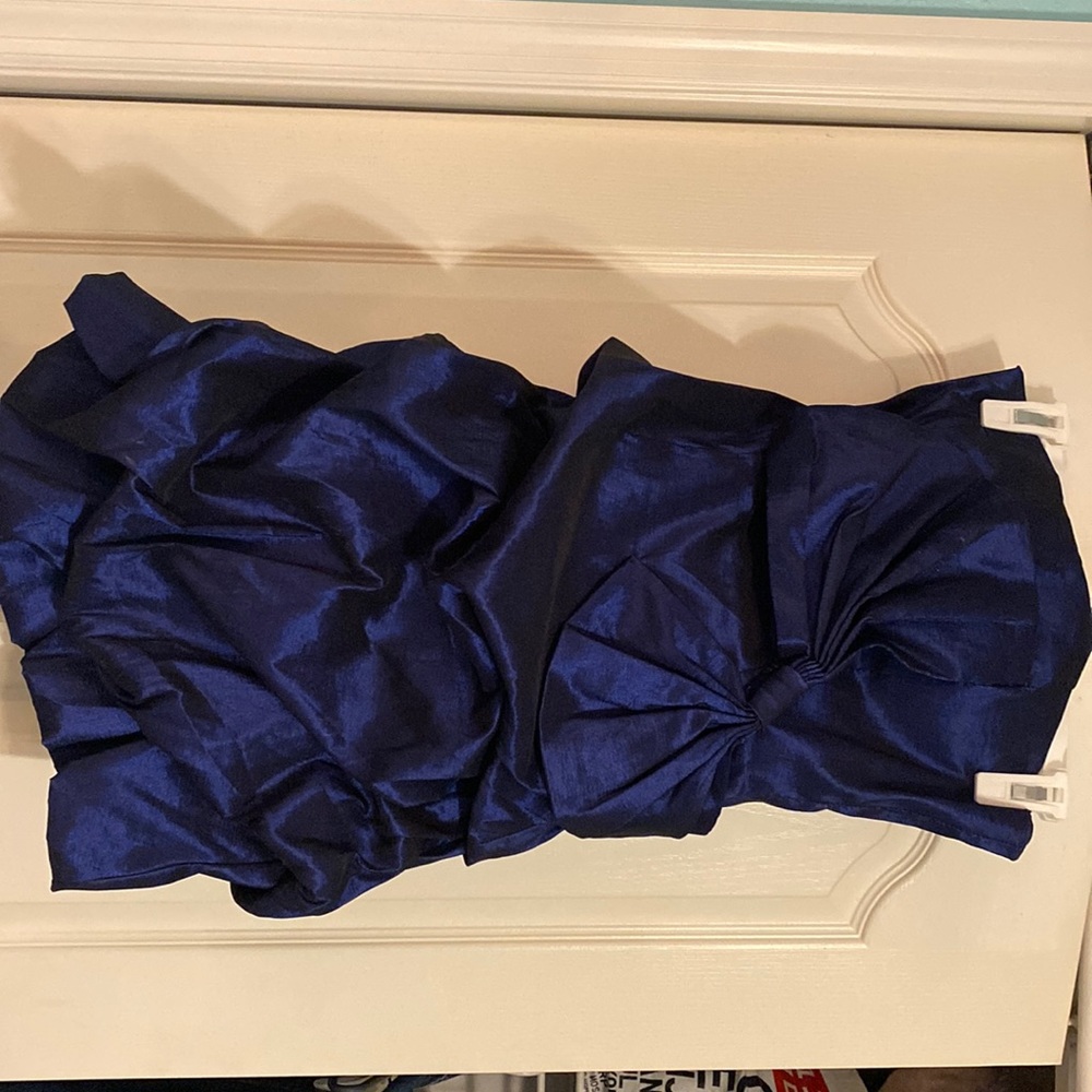 Blue ruffled evening dress